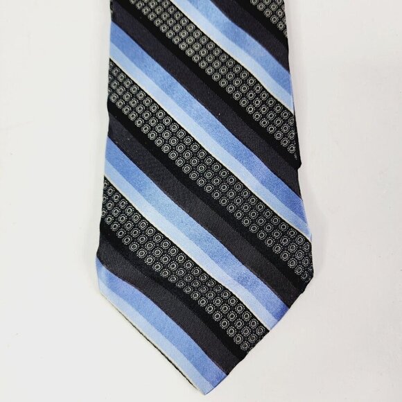 JOHN W. NORDSTROM Men's 100% Silk Necktie USA Designer Striped Blue/Black EUC - Picture 2 of 10